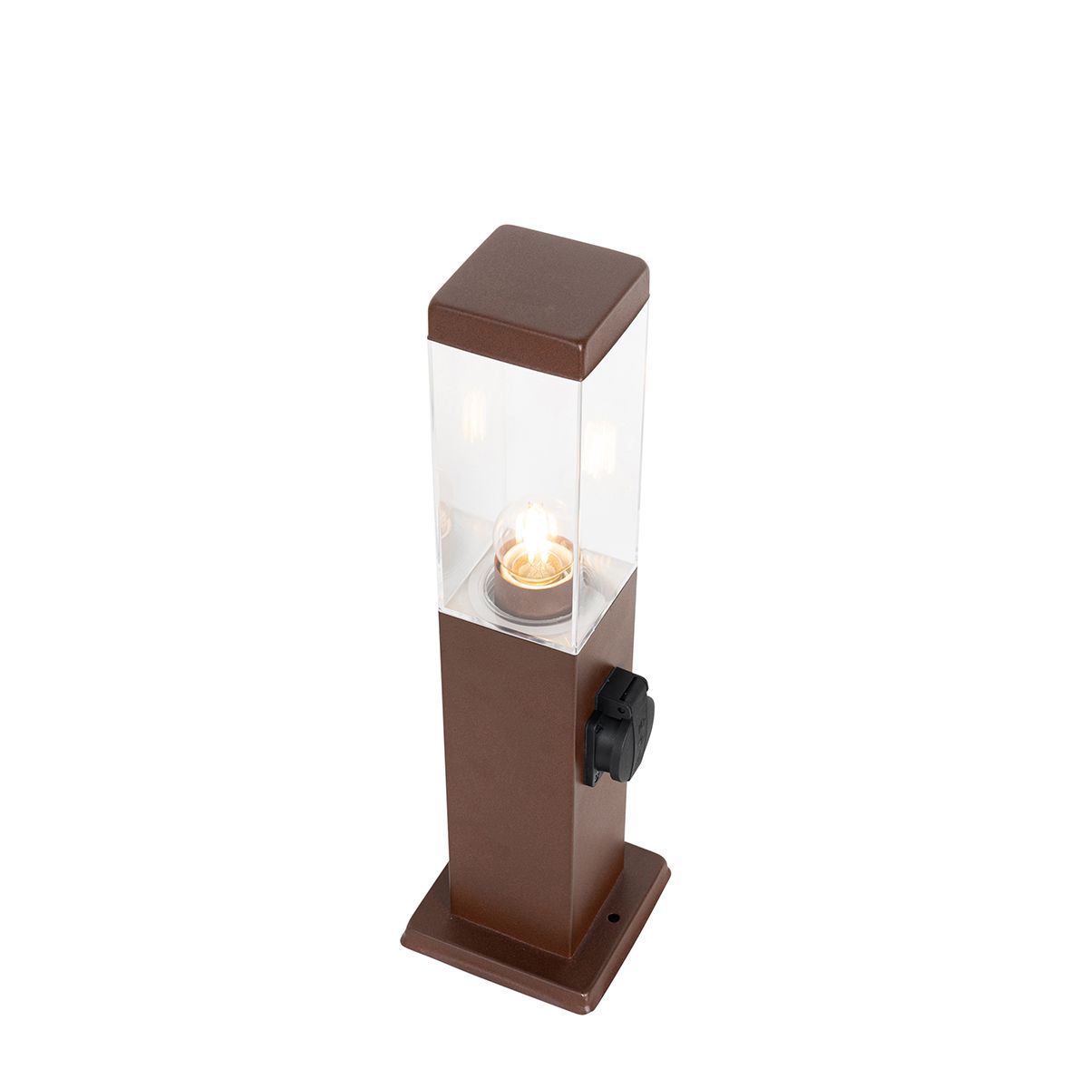 Buitenlamp roestbruin 45 cm met stopcontact IP44 - Malios