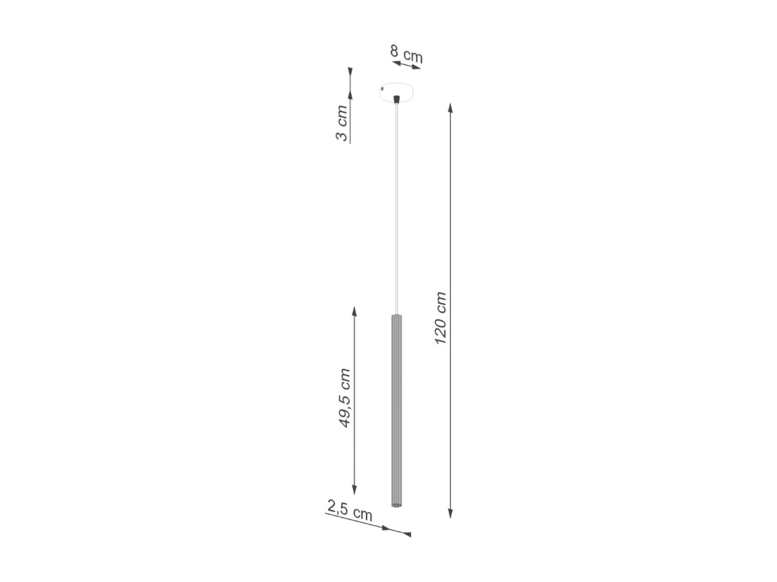 Pendentif Arche moderne en acier - 1 sources lumineuses - L.8 x H.120 cm - noir