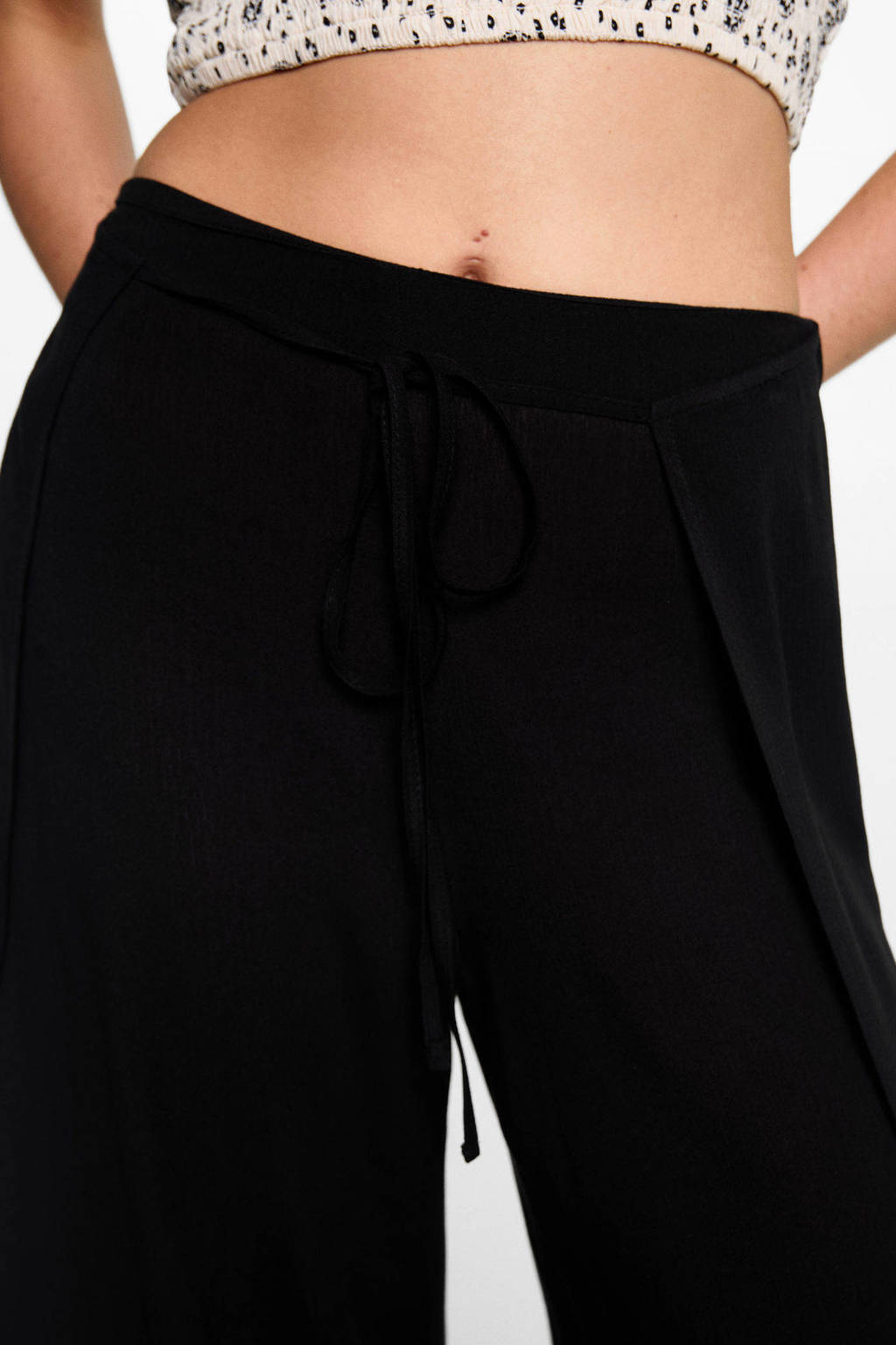 MANGO TEEN wide leg broek zwart