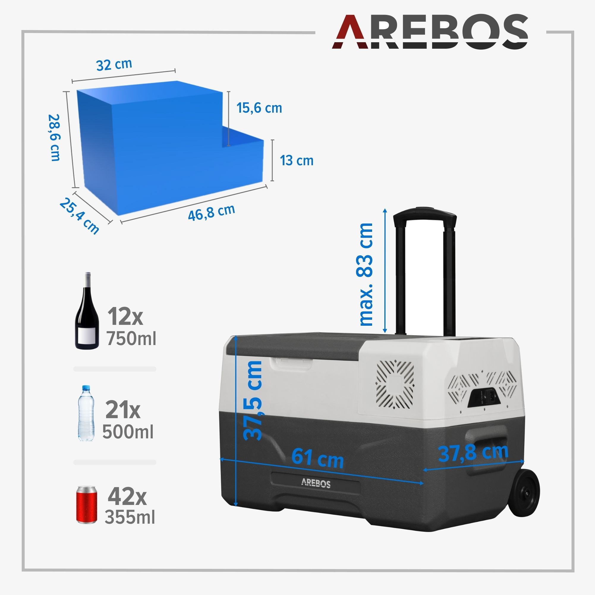 Kompressor Kühlbox mit Rollen 27 L
