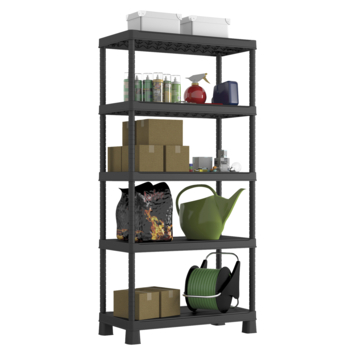 Keter Plus stellingkast - 5 planken - 90x40x182cm - zwart