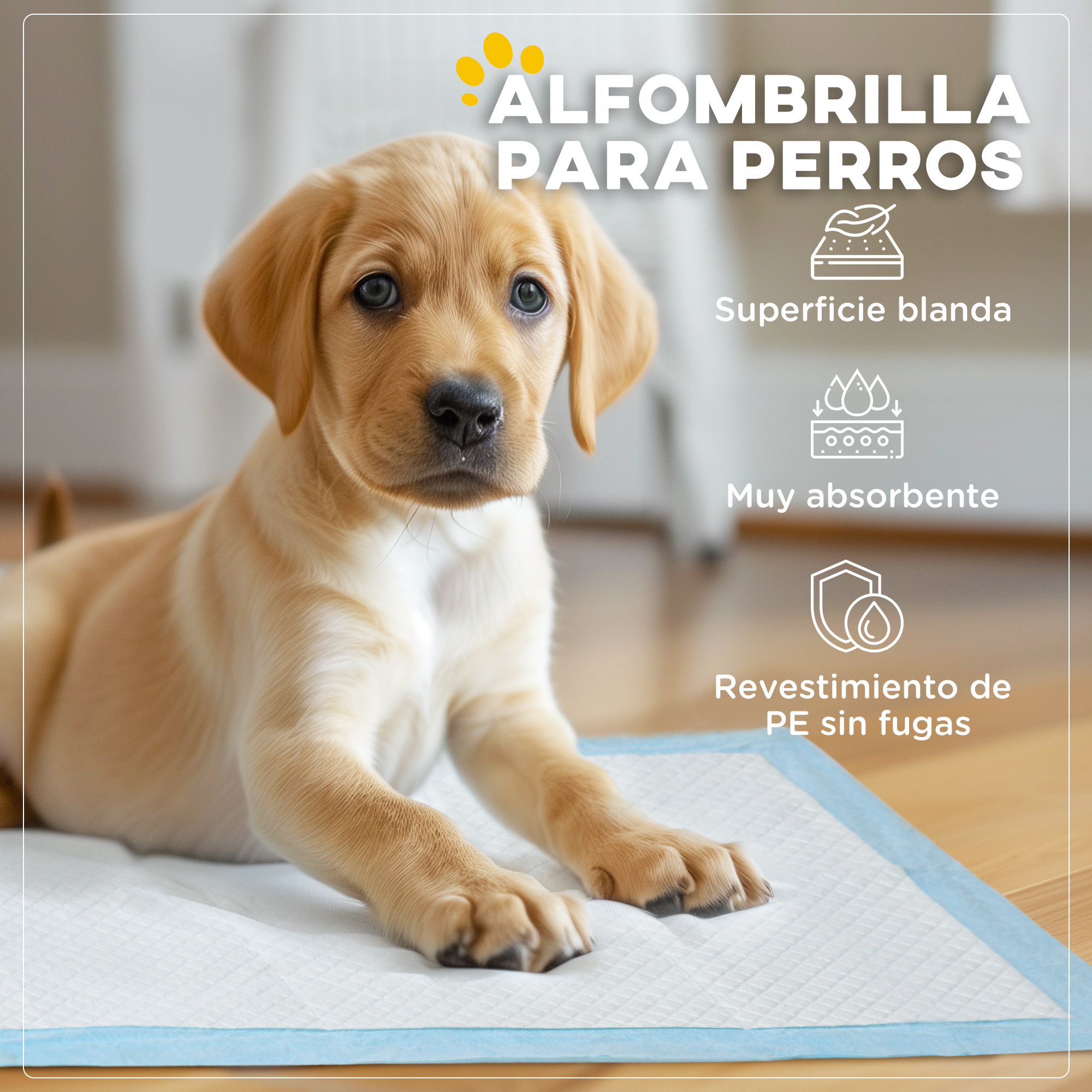 Tapetes higiênicos para cães PawHut, pacote com 100 unidades, 45x30 cm, 6 camadas, secagem rápida, à prova de vazamentos, azul.