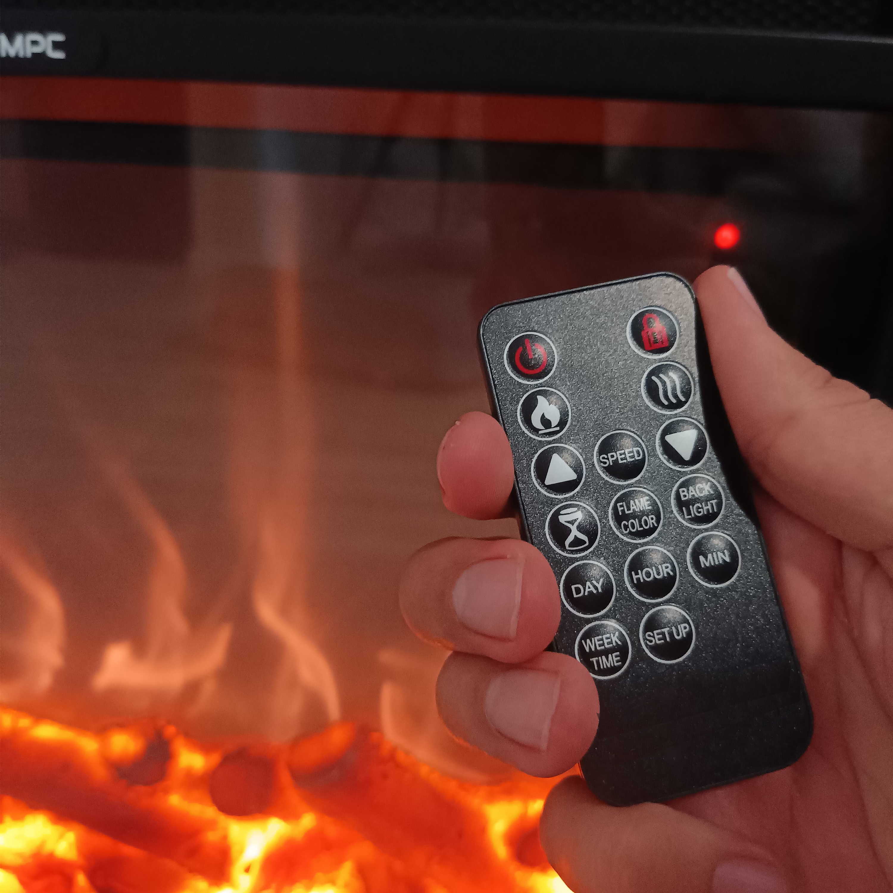 Cheminee murale 1500w caminetto fuego omar turquesa