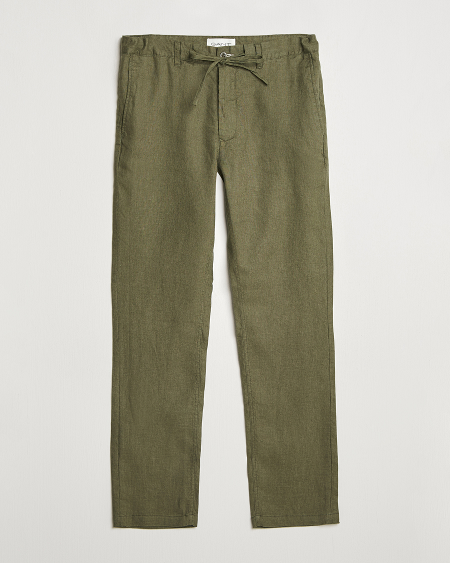 GANT Relaxed Linen Drawstring Pants Juniper Green