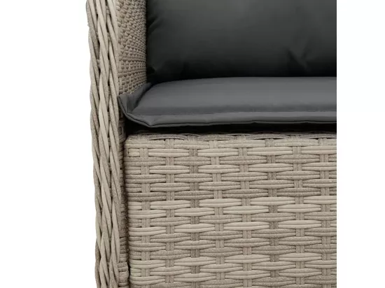 Ensemble à manger de jardin et coussins 7 pièces gris clair rotin