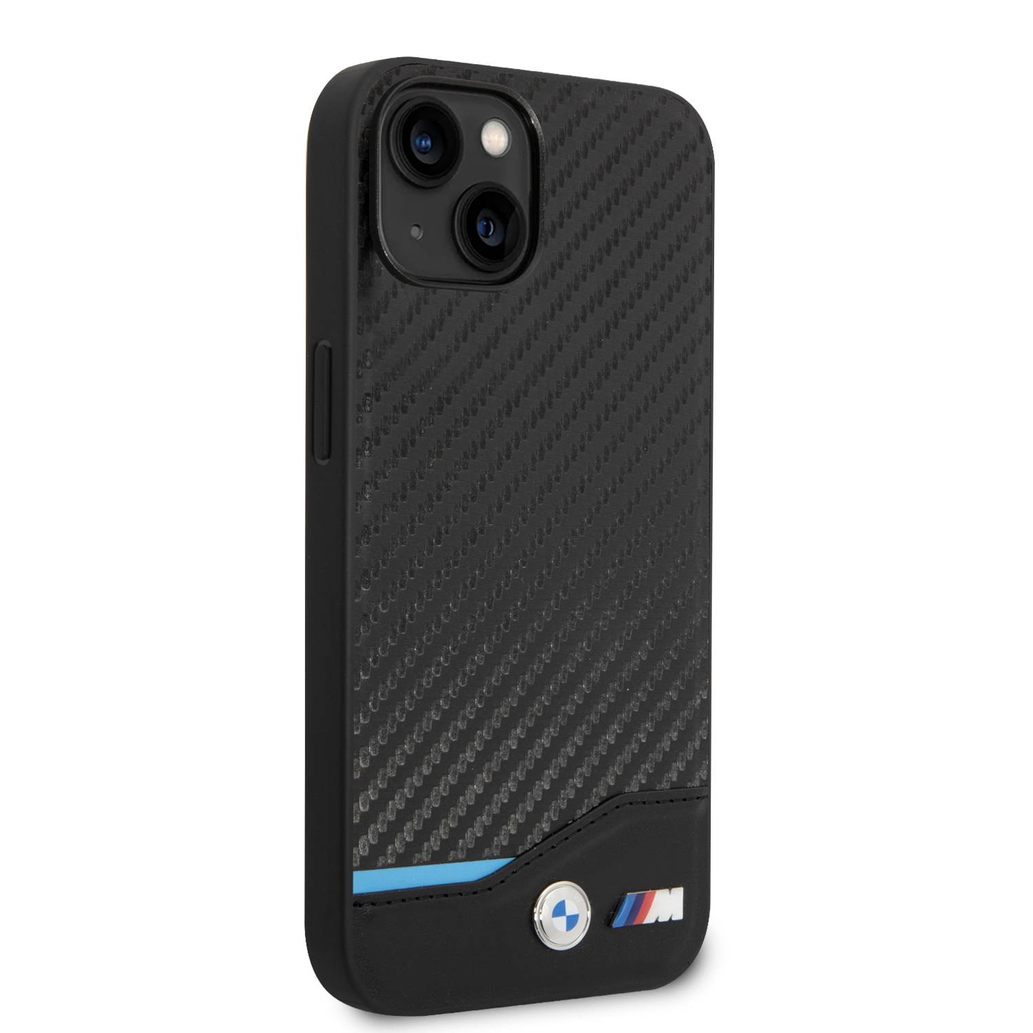 iPhone 14 Leder Hardcase M Hülle Triangles (BMHCP14S22NBCK) - Schwarz