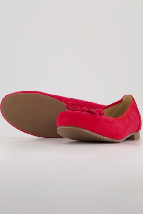Leder-Ballerinas, Schleife, Wechselfußbett, Weite H