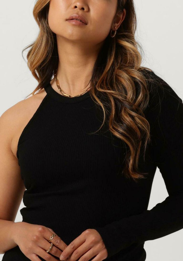 ALIX THE LABEL zwarte alix the label mini jurk ladies knitted asymmetric dress