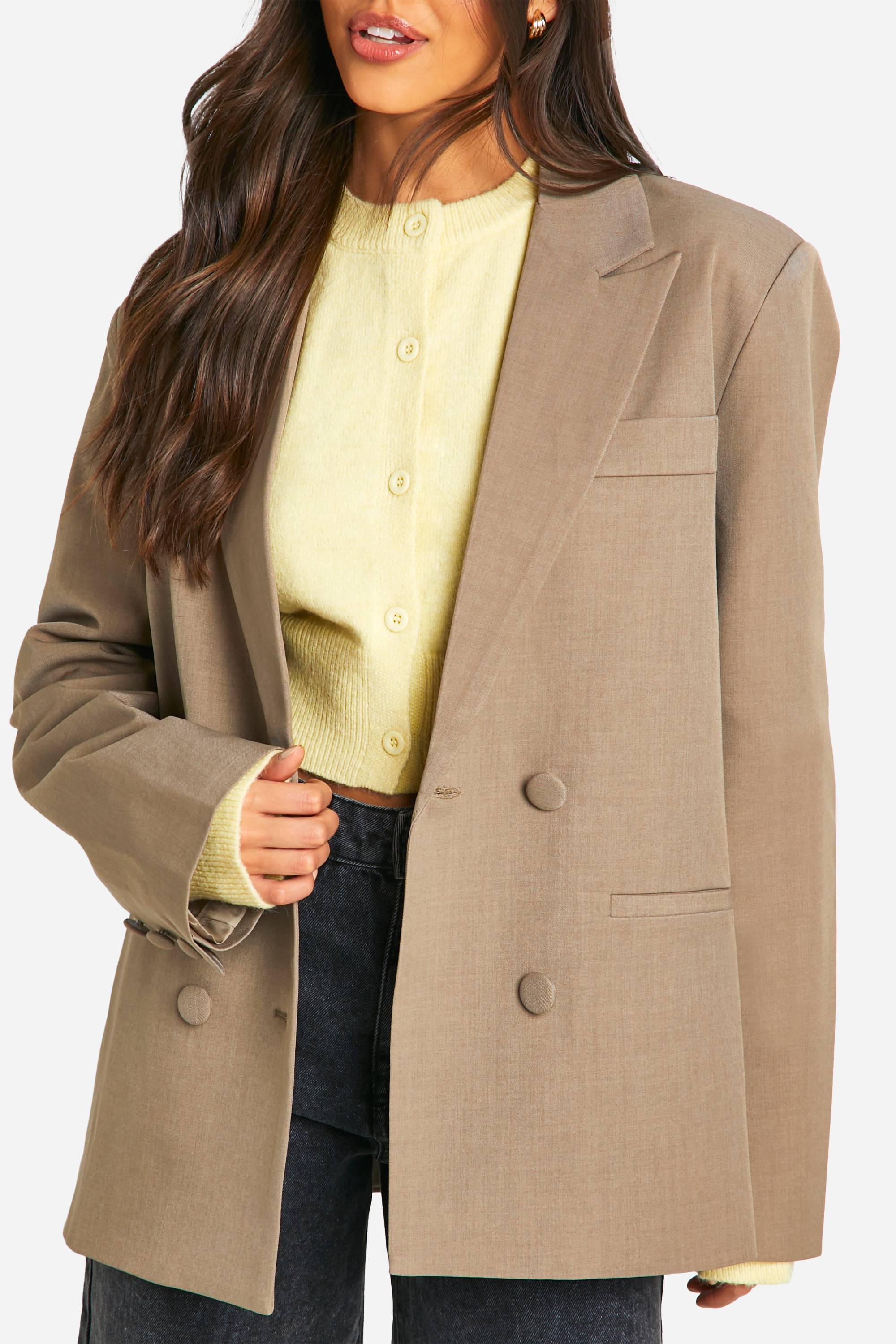 boohoo Blazer tailleur à double boutonnage, coupe décontractée