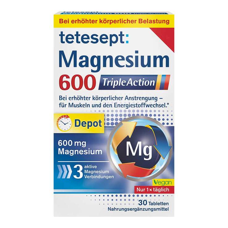Tetesept Magnesium 600 Triple Action Filmtabletten, 30 St