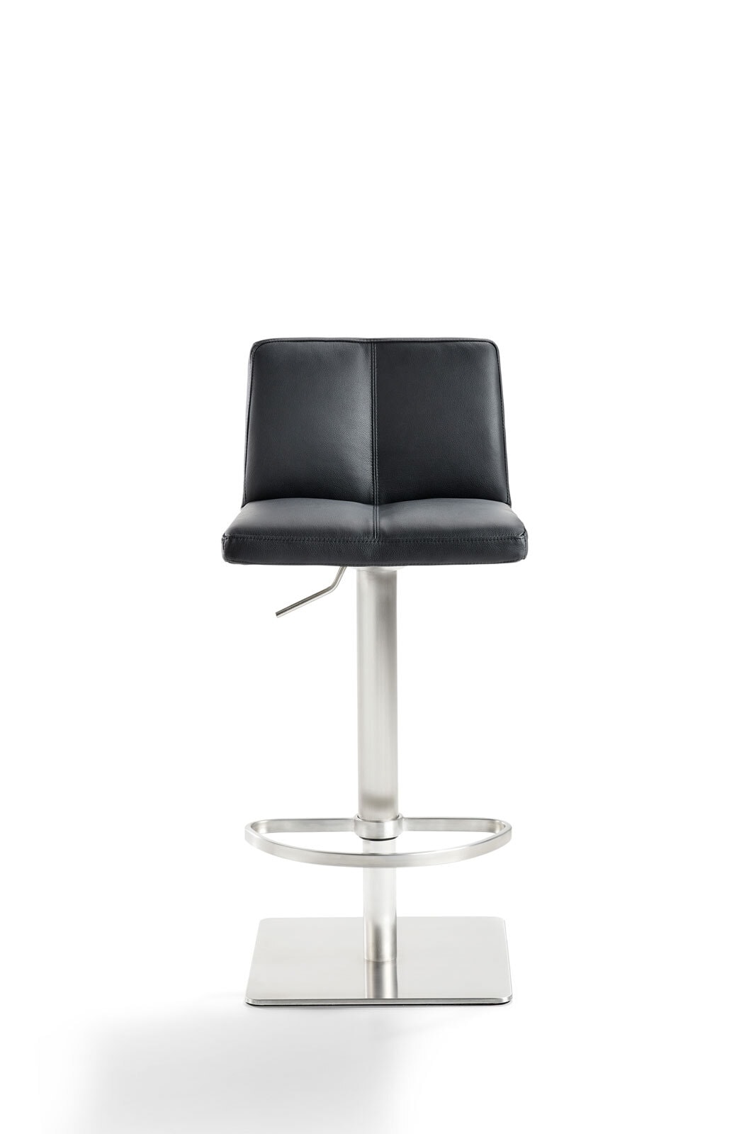 Barhocker MY TIMO I Drehgestell silber Lederbezug schwarz