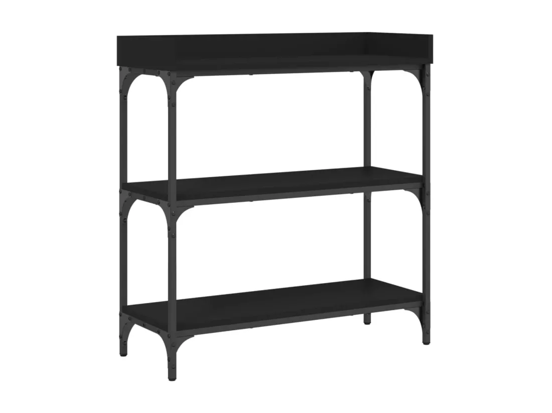 Table console avec étagères noir 75x30x80 cm