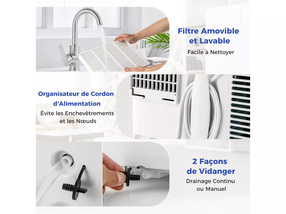 Climatiseur Mobile Silencieux 6 EN 1, Refroidissement, Chauffage, Ventilateur, Déshumidificateur,Mode Nuit,Climatisation Rapide (Clim Pro|12000BTU)