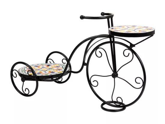 Support vélo en mosaïque et fer forgé noir 67x26.5x43h