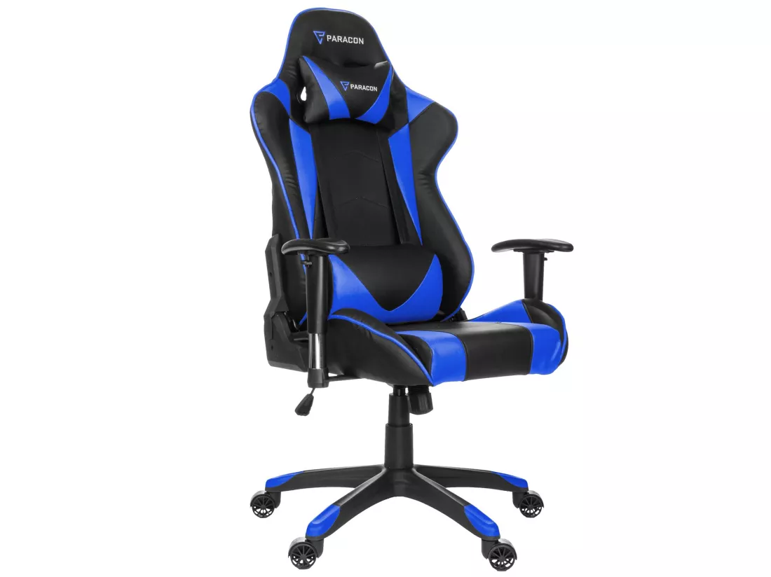 Paracon Knight Fauteuil de gamer avec oreiller cervical et soutien lombaire, bleu.