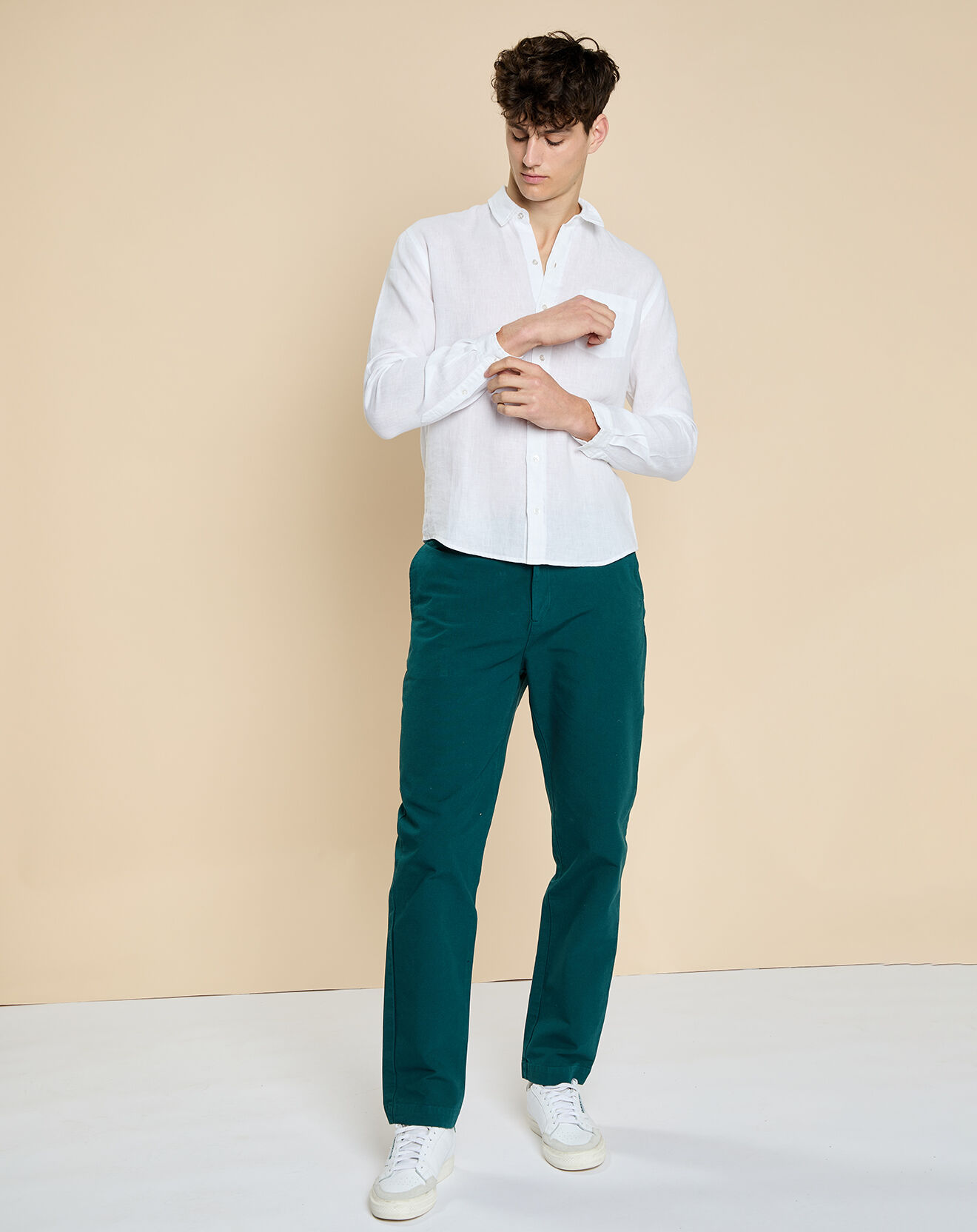 Harris Wilson Chemise slim 100% Lin Danny blanche