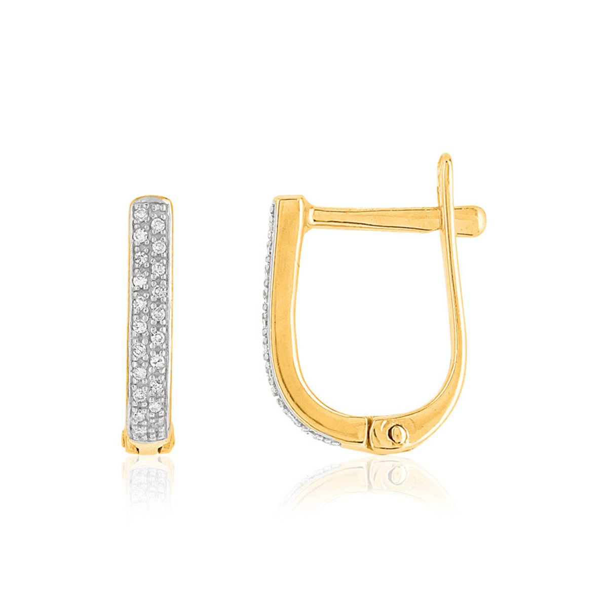 Boucles d'oreilles or 375 2 tons dormeuses diamants