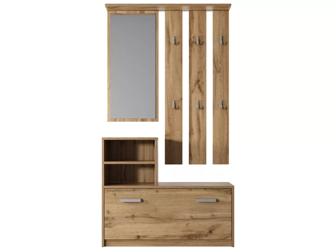 Vestiaire d’entrée / Meuble d’entrée - chêne wotan, 85 cm - YESFIR