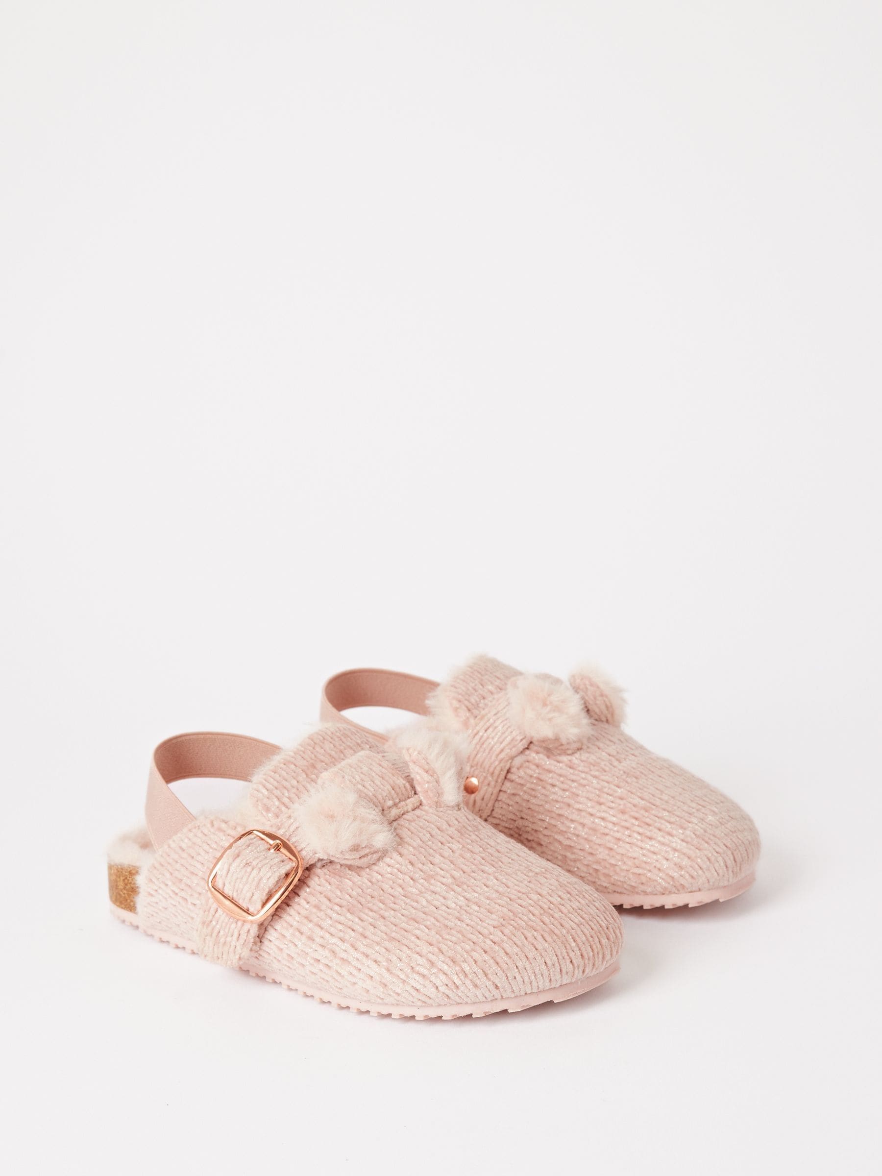 Lipsy slip on voetbed gesp met imitatiebont gevoerde nachtkleding klomppantoffels