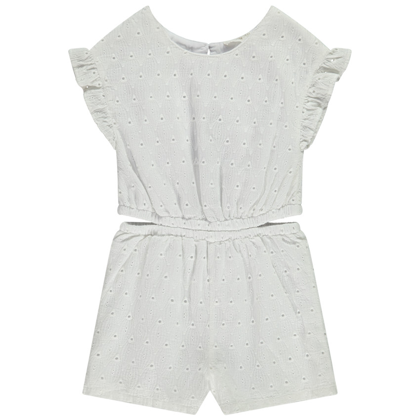 Combishort en broderie anglaise avec taille ajourée pour fille