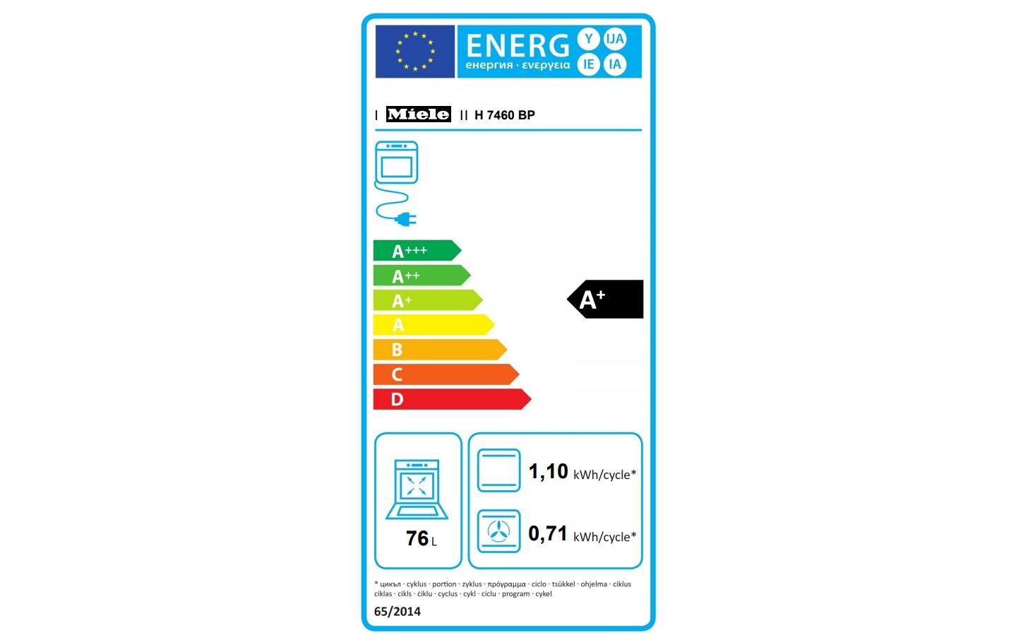Einbaubackofen H 7460-60 BP GR Grau A+<br>Backofen mit LED-Beleuchtung