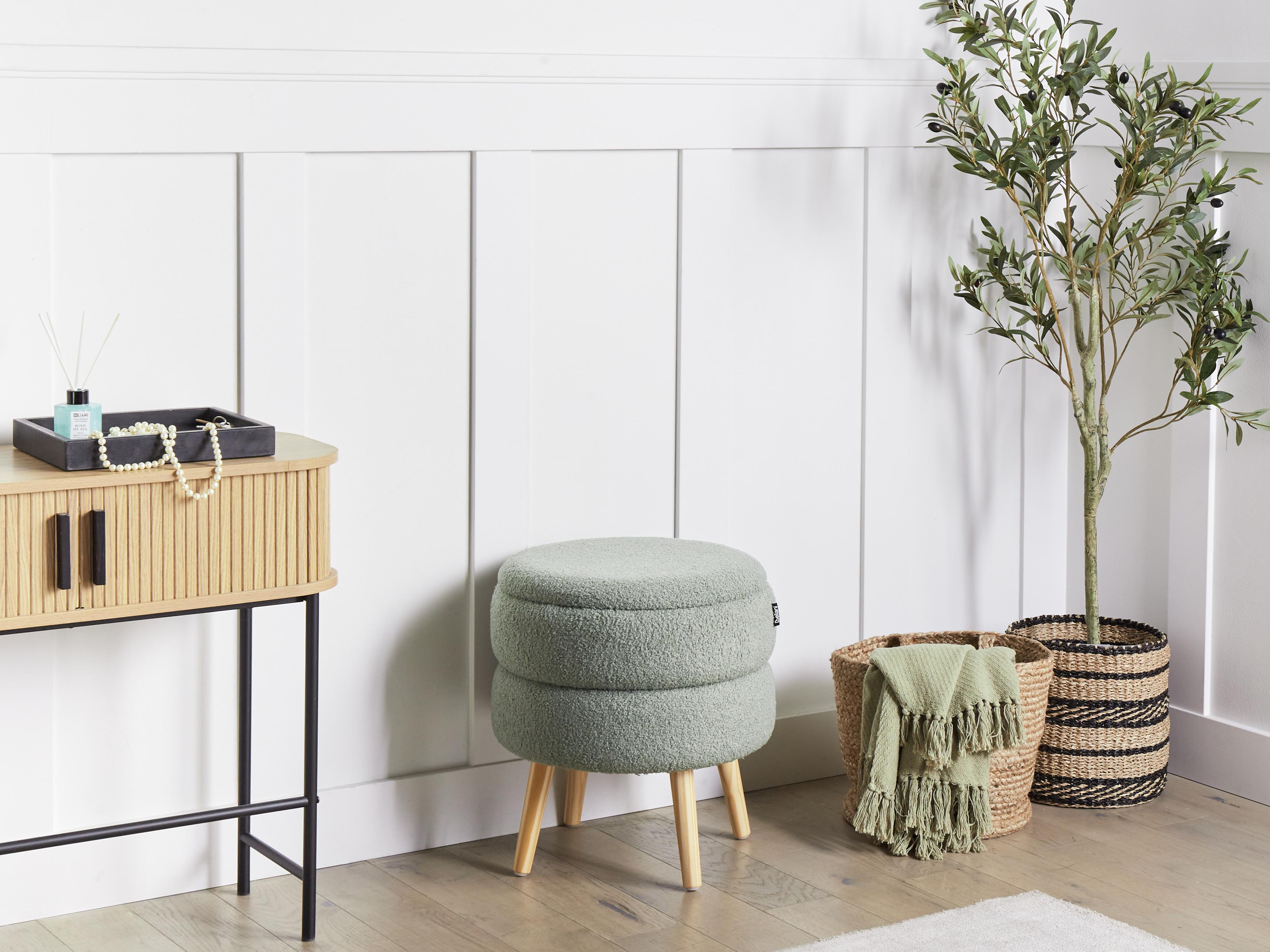 Hocker met opbergruimte OKATON Bouclé Groen