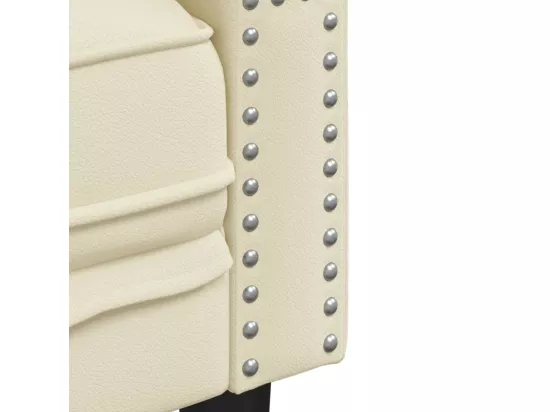 Ensemble de canapé Chesterfield 3 pièces crème similicuir