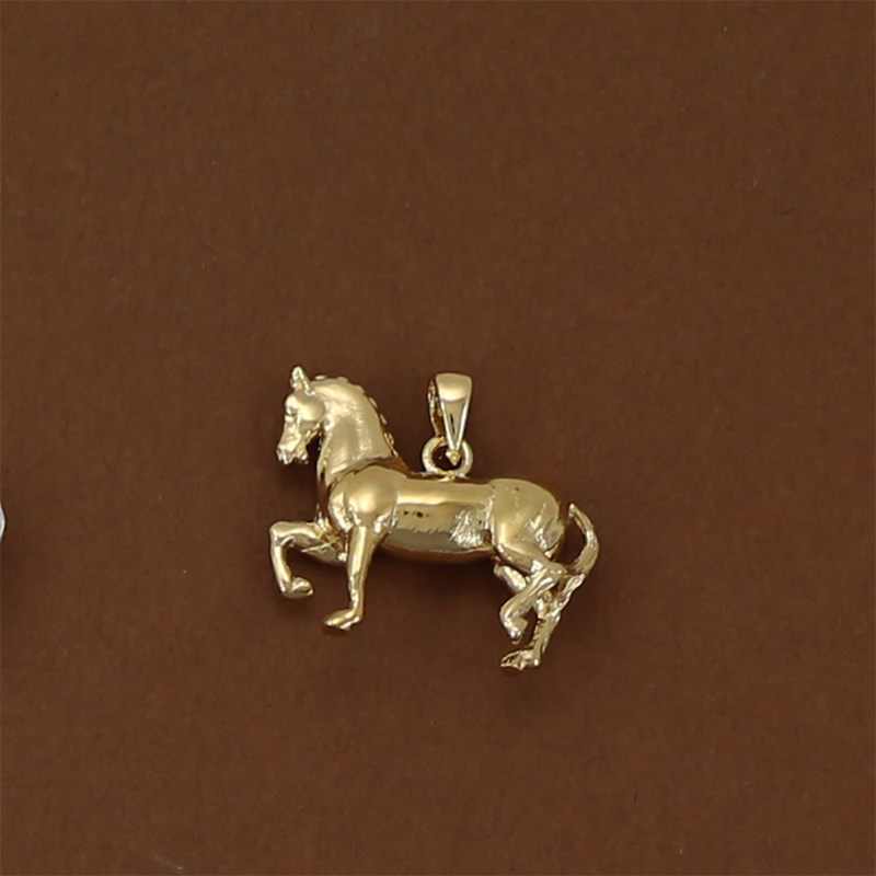 Pendentif cheval lipizzan au pas espagnol - Plaqué or