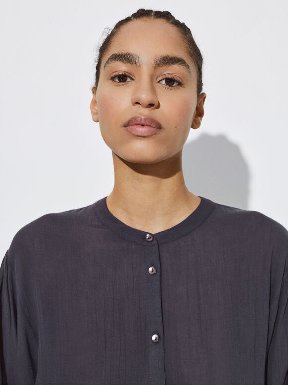 Vestido camisa de algodão - Cinza