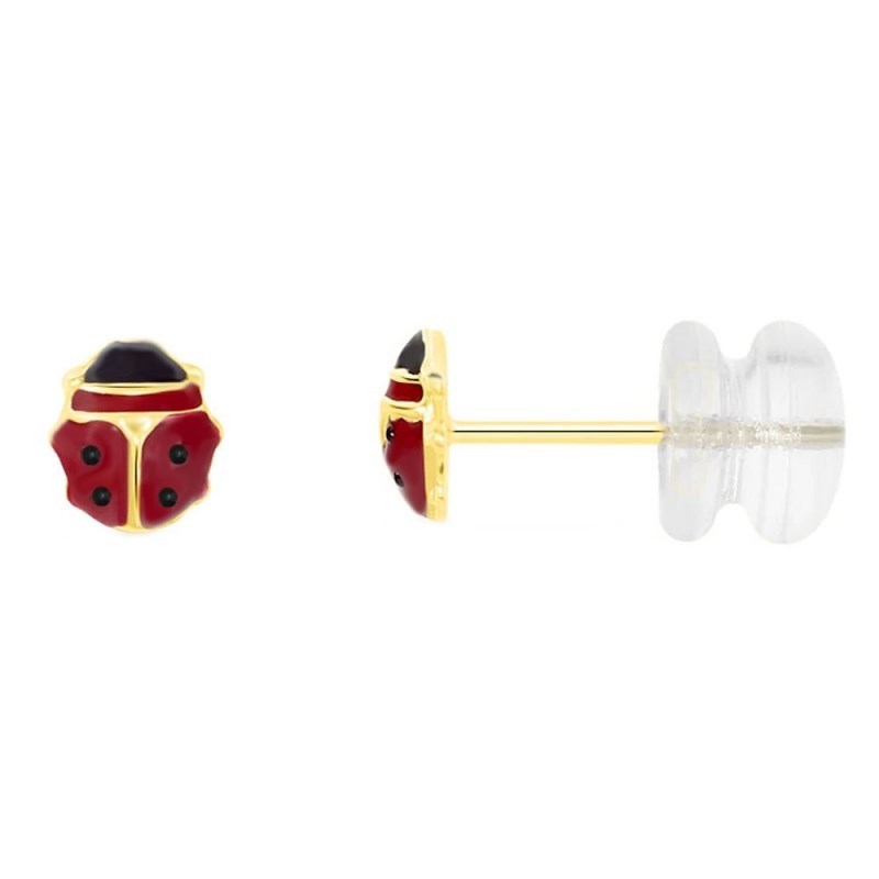 Boucles d'Oreilles Coccinelles - Or Jaune - Enfant