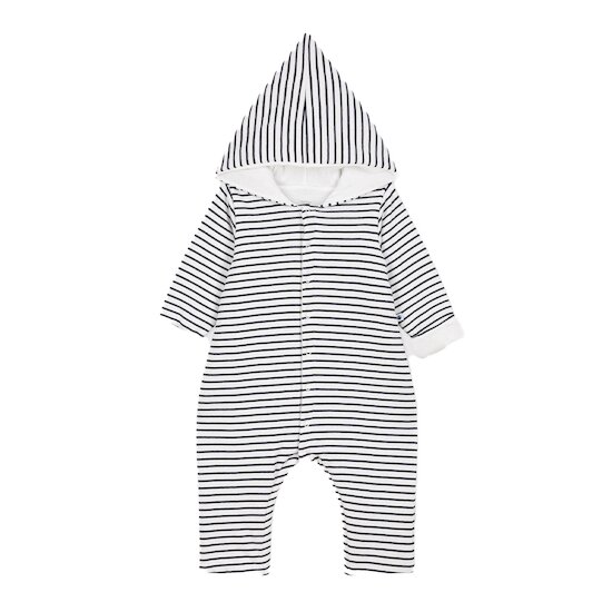 Combinaison longue ouatinée à capuche   Blanc/Bleu        de               Petit Bateau