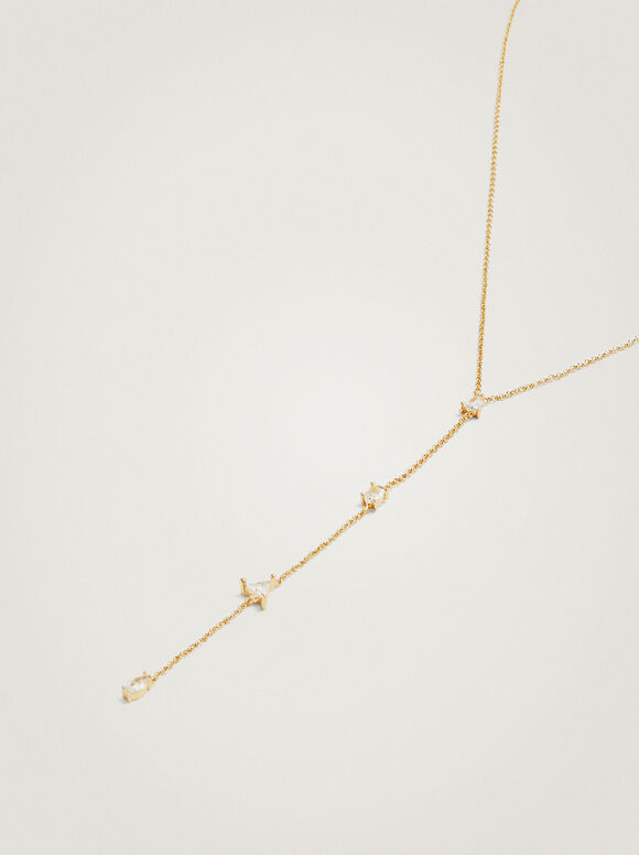 Colar dourado com zircônia - Dourado
