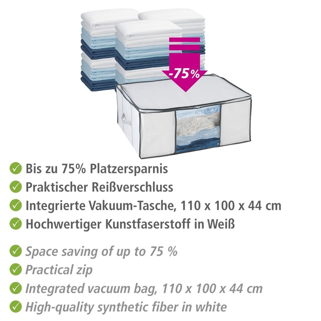 WENKO Unterbettkommode »Vakuum Soft Box L« integrierte Vakuum-Tasche & Blitzventil, bis zu 75 % Platzersparnis