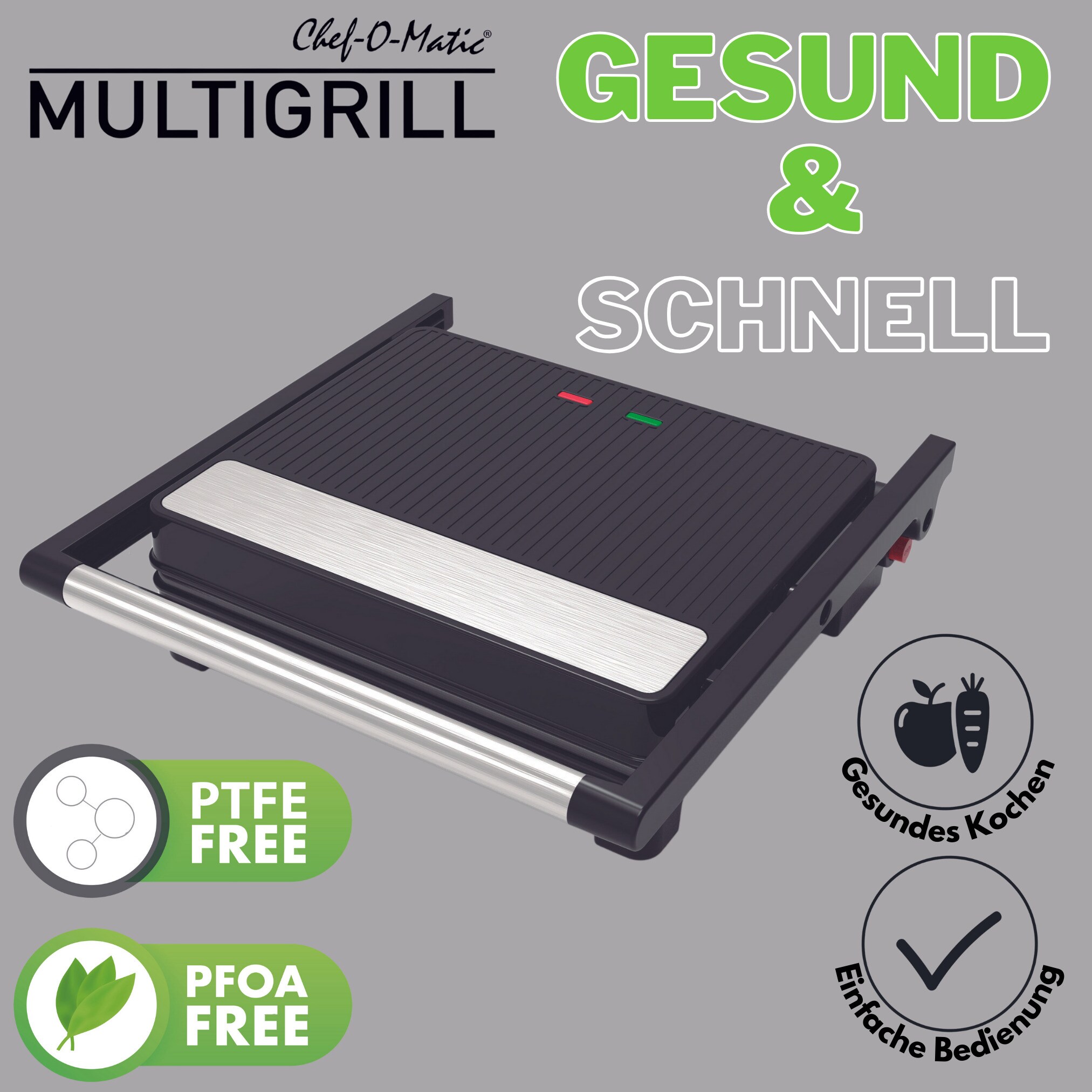Best Direct® Kontaktgrill - Tischgrill, antihaftbeschichtet, klappbar Chef O Matic Multigrill