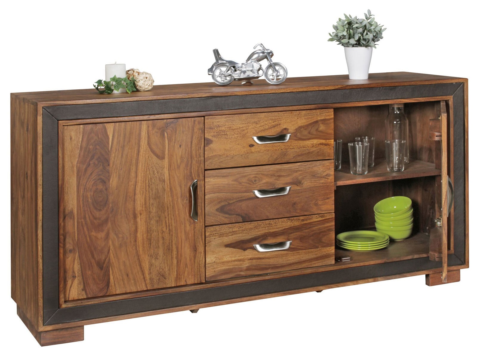 Sideboard Karan Massivholz Sheesham braun