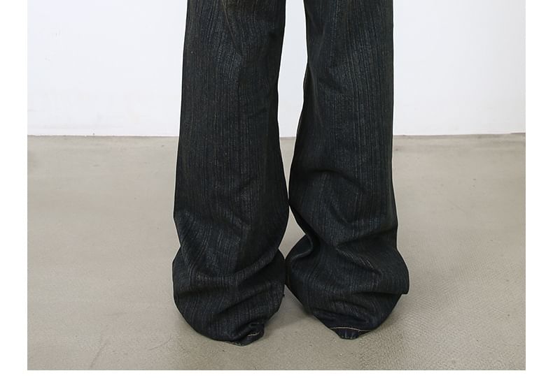 pinkdropper - Mid Rise Washed Wide Leg Jeans
