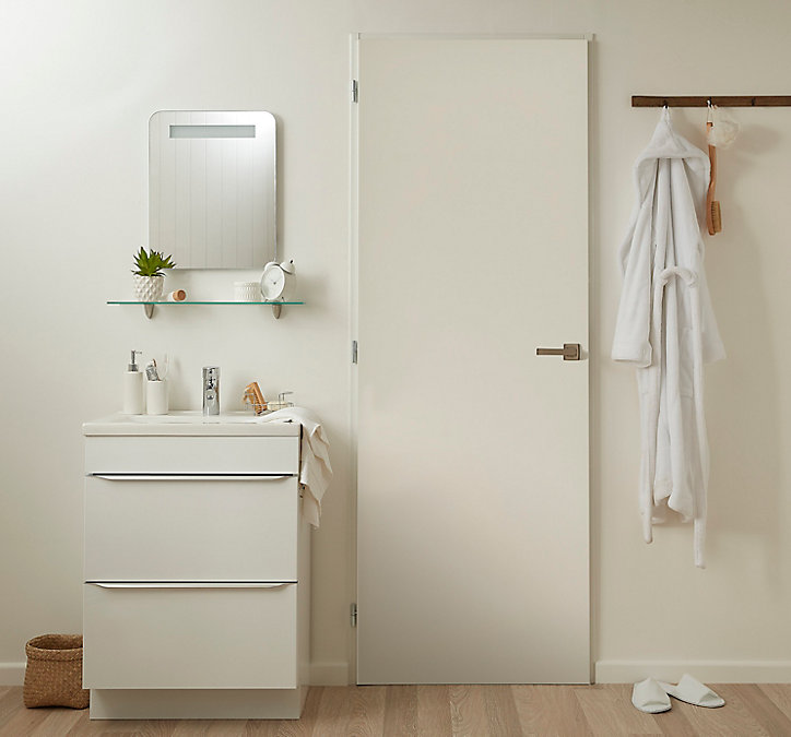 Bloc-porte Exmoor blanc H.204 x l.73 cm, poussant droit