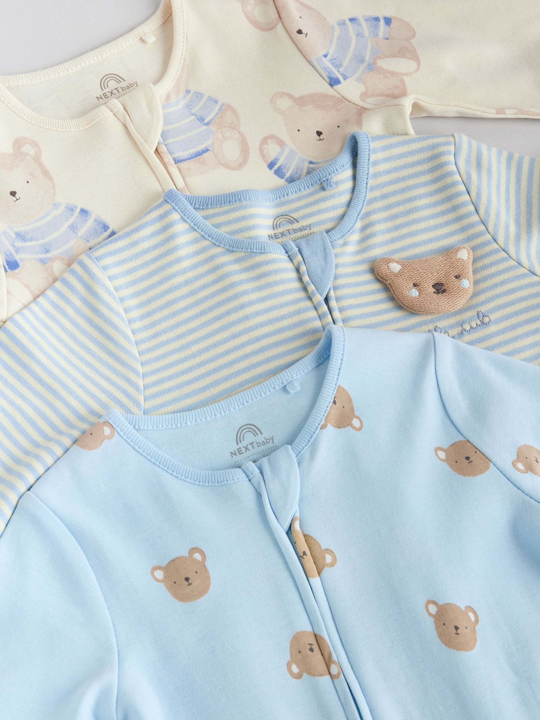 Blauw - Set van 3 babypyjama's (0-3jr)
