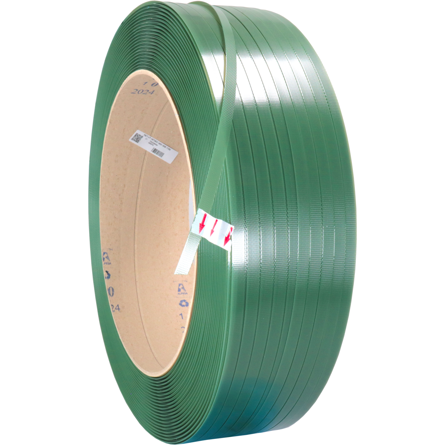 Omsnoeringsband, PET, 16mm, kern 406mm, 1750m, groen