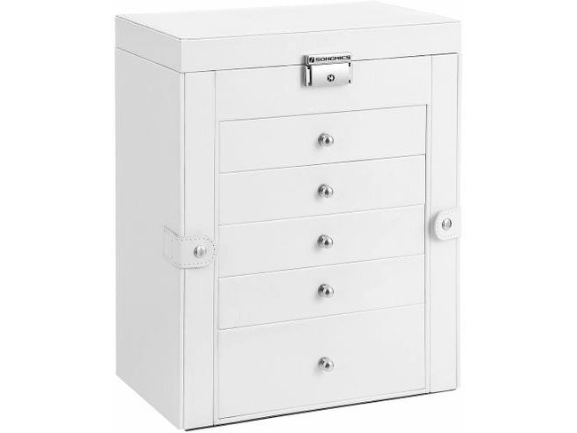 Songmics Schmuckschatulle 15.5 cm, Weiss Schmuck-Organizer
