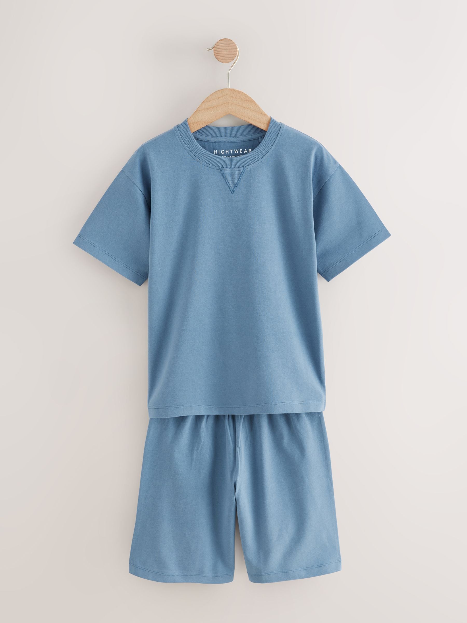 Marineblauw/effen grijs - 100% katoenen korte pyjama set van 2 (3 - 16 jr)