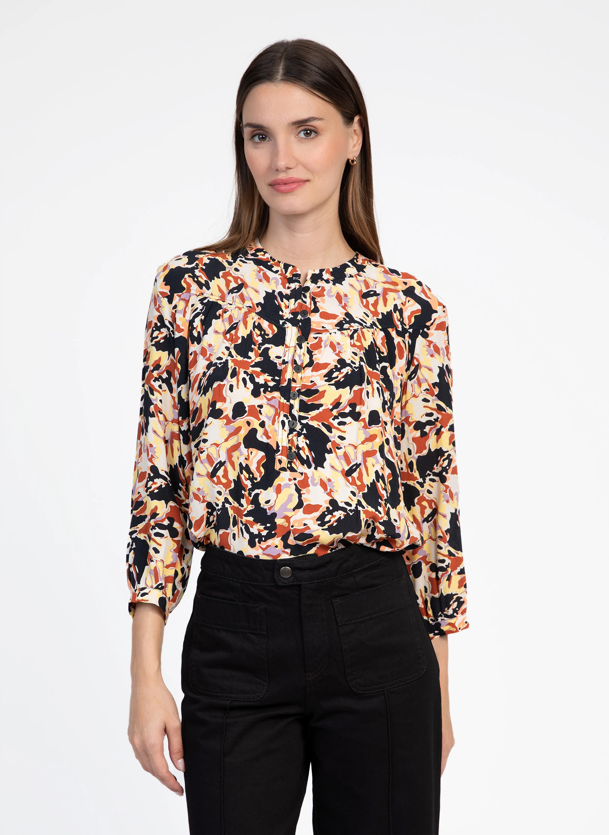 KOTIE - Blouse col rond imprimée | Multicolore