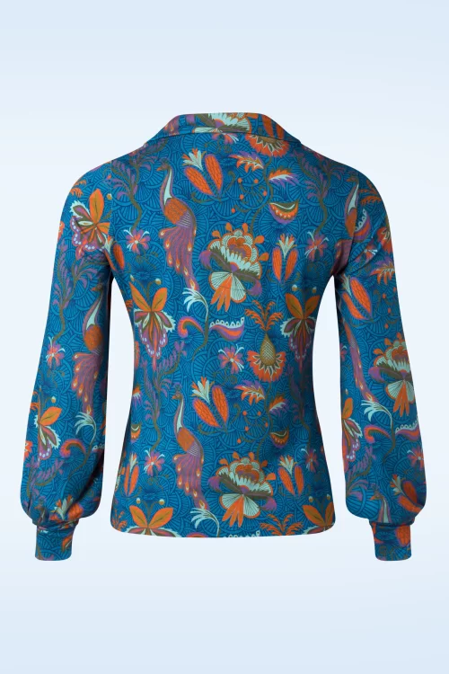 Bakery Ladies Monica Flowerbomb blouse in saffierblauw
