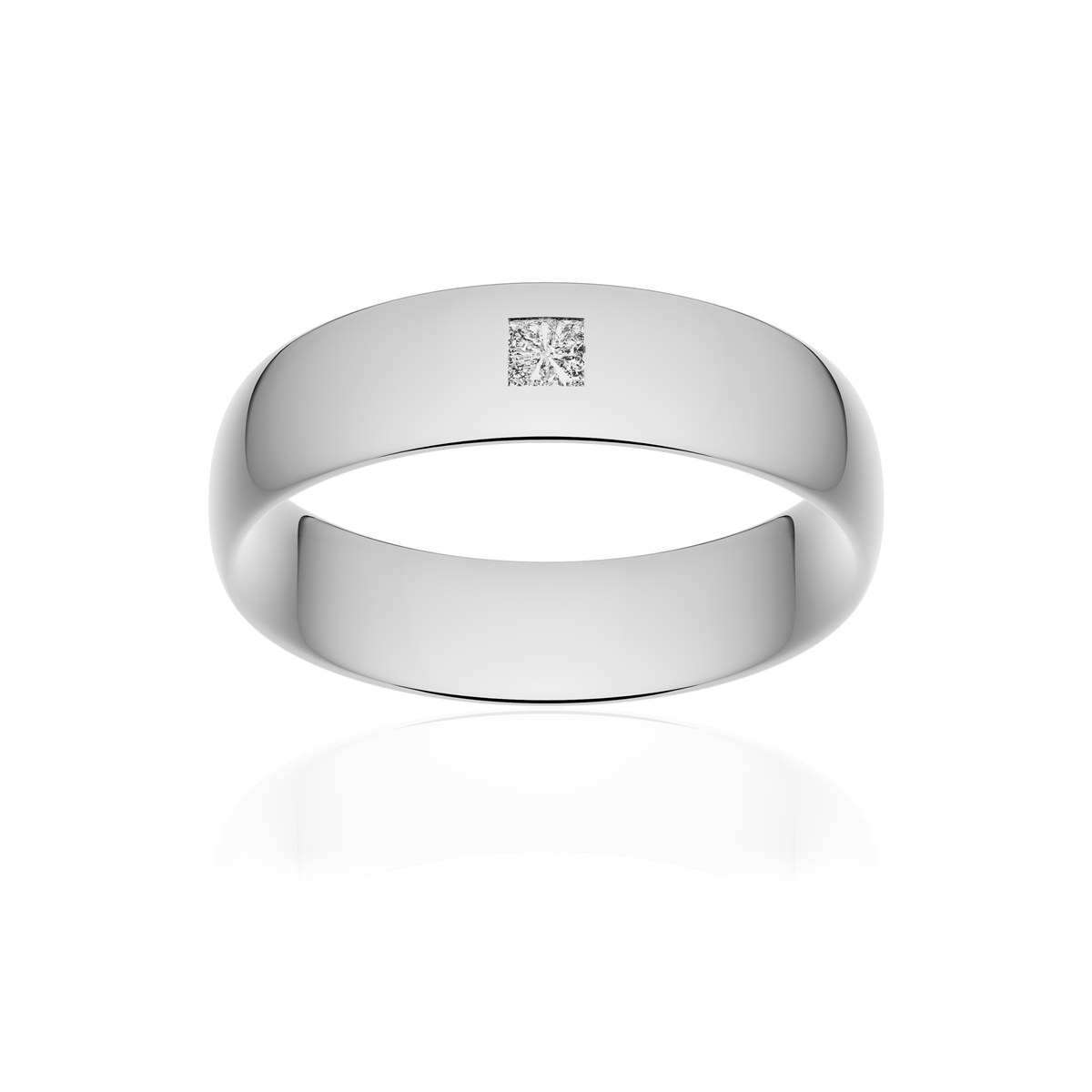 Alliance palladium 950 poli demi-jonc confort 6 mm diamant princesse