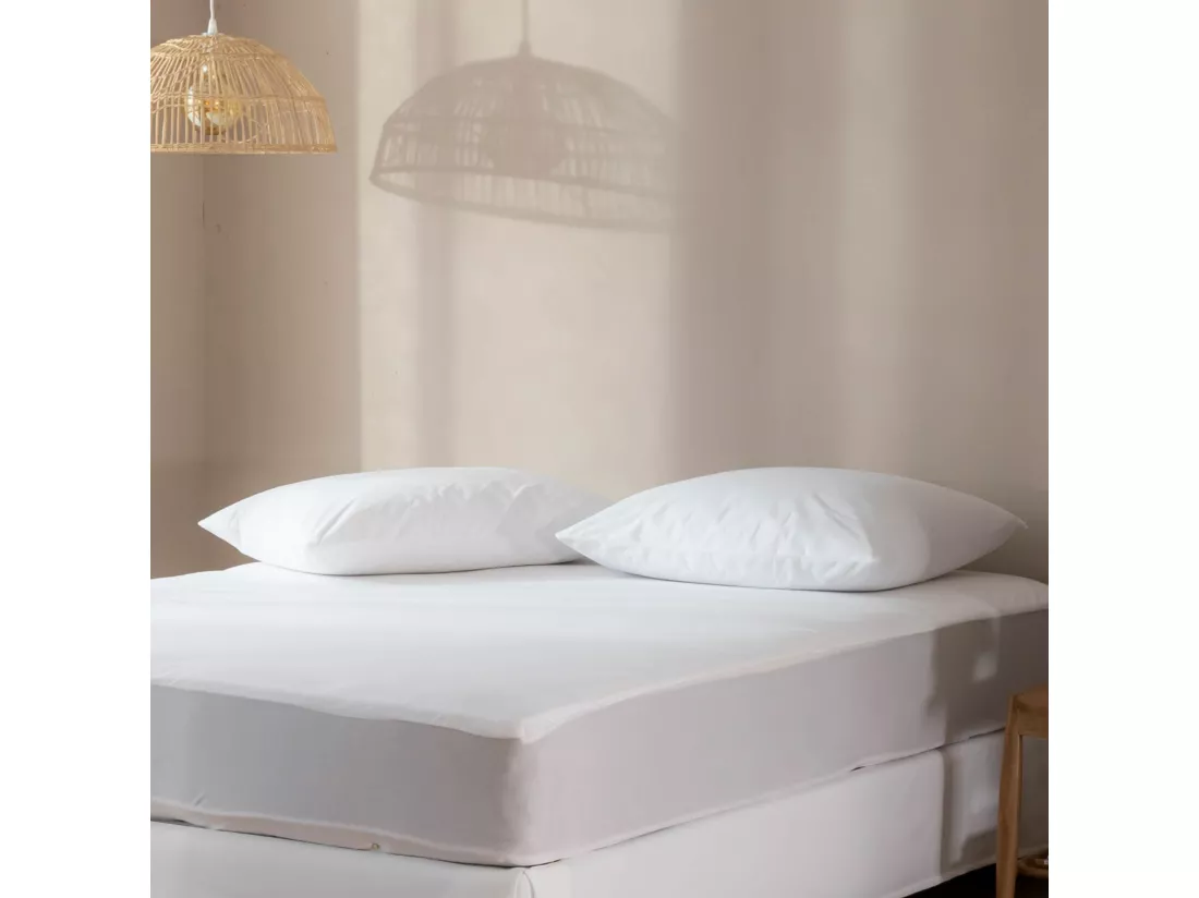 Pack protège matelas et protège oreillers molleton imperméable 100% coton bio - SOMEO 90x190 - LUNE