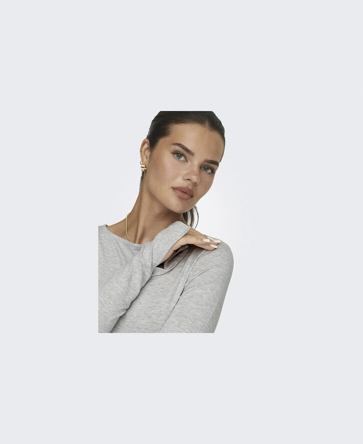 ONLY ONLFELINA L/S BOATNECK SLIT TOP CS Grå