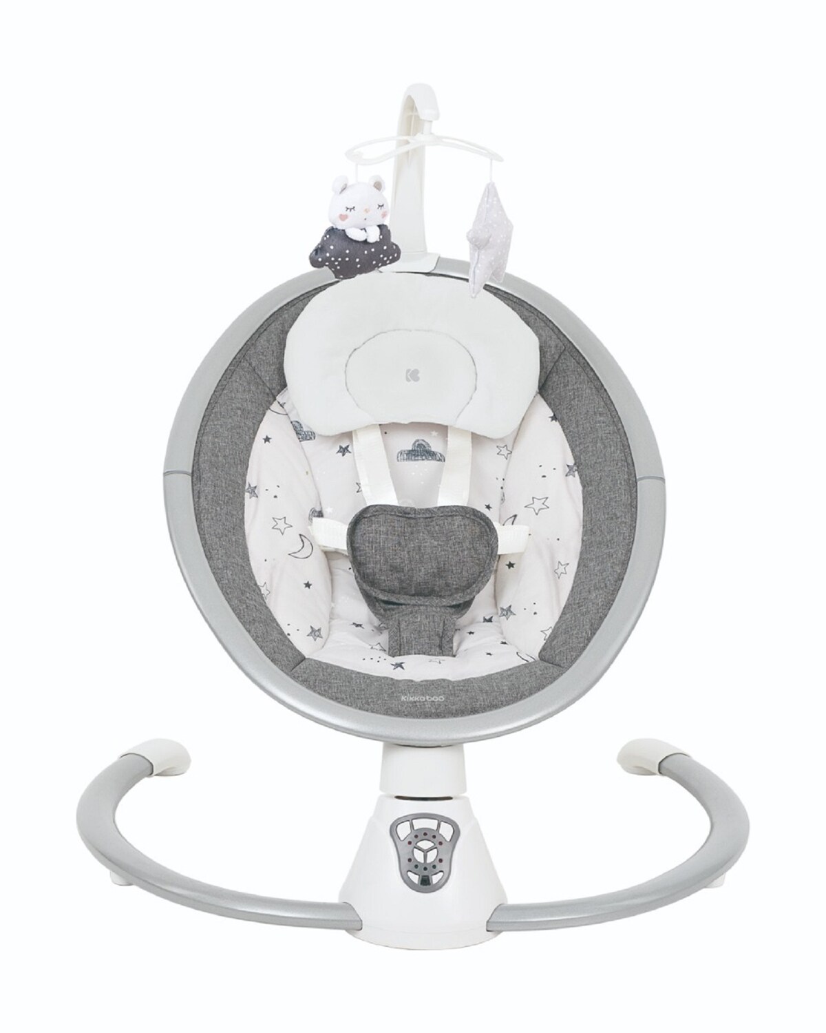 Kikkaboo elektrische Babywippe Twiddle, Schaukelfunktion, Fernbedienung, Timer grau hellgrau
