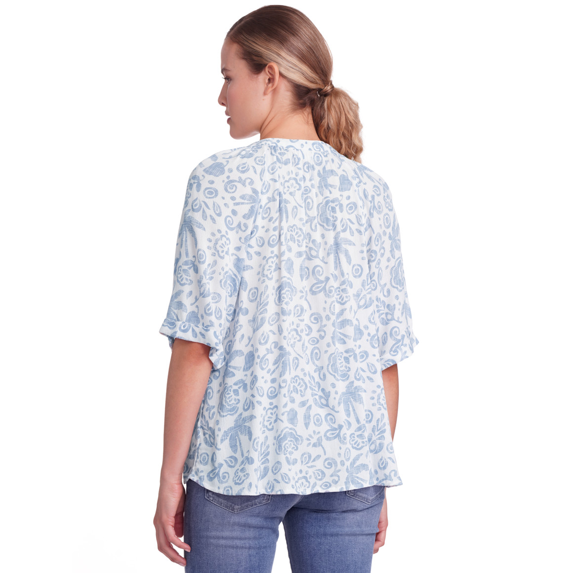 Gina Damen Bluse aus Viskose weiss / hellblau