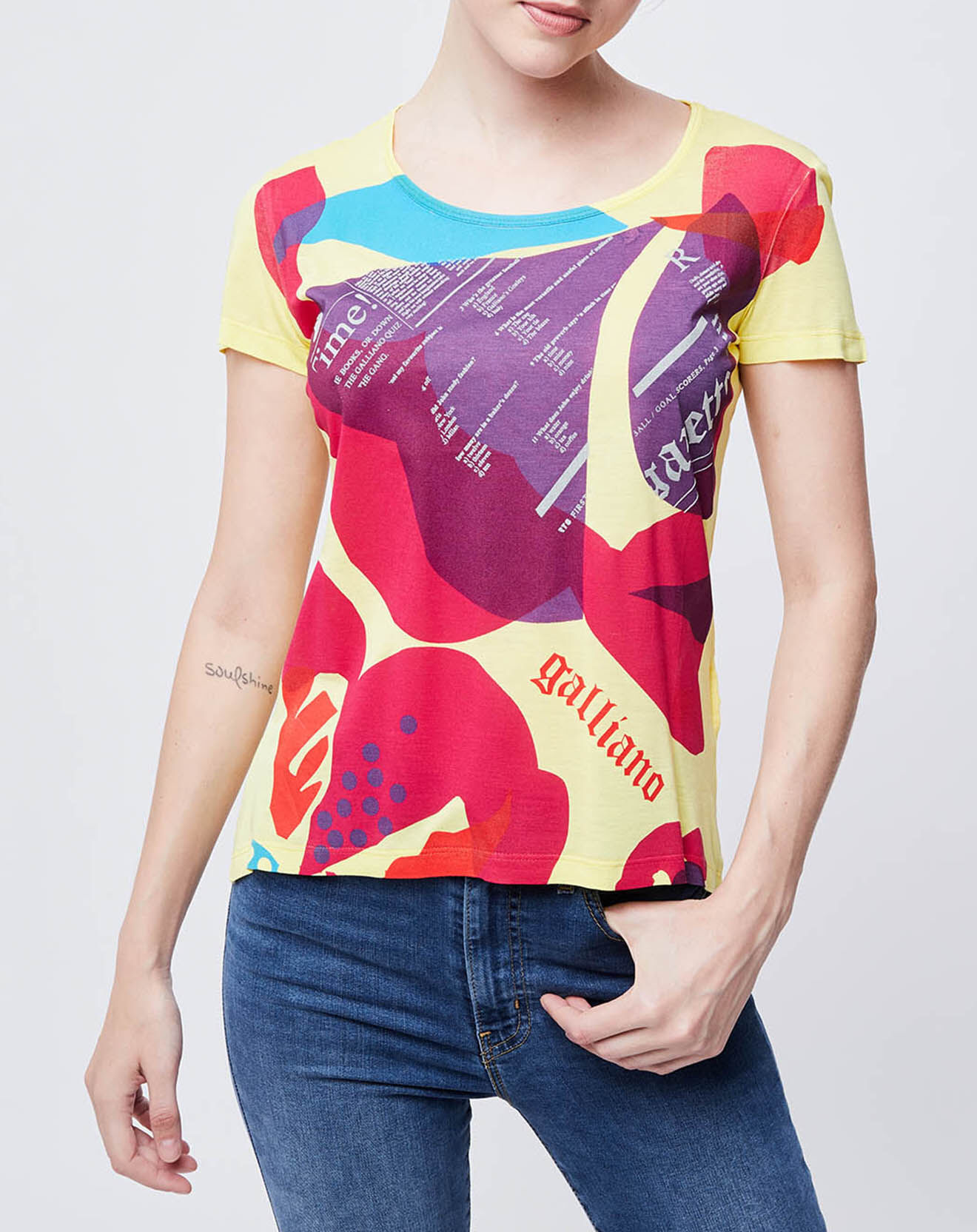 John Galliano T-Shirt imprimé jaune/multicolore