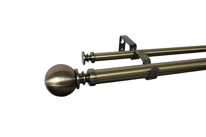 Kit de tringle à rideau double extensible embout boule Antiki GoodHome 200/330 cm, Ø25/28mm doré